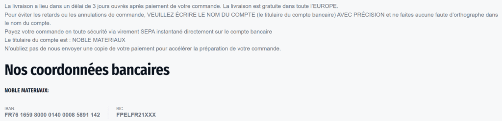 Le seul moyen de paiement proposé à la dernière étape de la commande